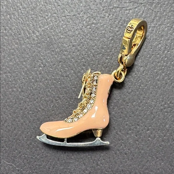Juicy Vintage Gold and Pink Ice Skate Charm - Picture 2 of 3
